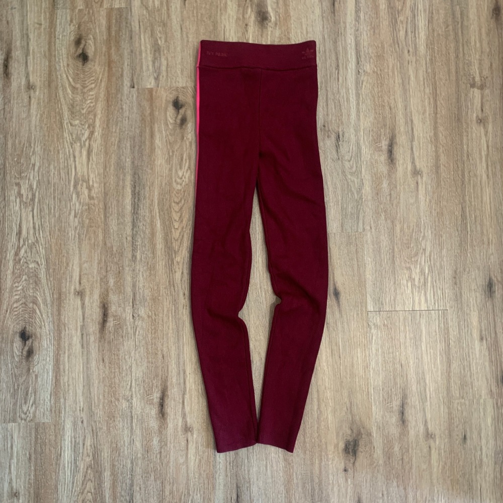Adidas x Ivy Park ribbed knit skinny leggings in burgundy pink - size s women - Picture 5 of 9